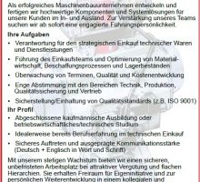 Stellenanzeige strategischer Einkauf